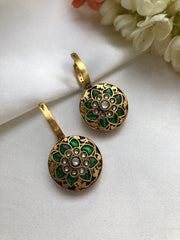 Kundan Big Flower Ruby Zircon Reversible Earrings (Made To Order)-Earrings-PL-House of Taamara