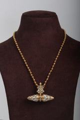 Kundan Tai Tai Pendant With Gold Polish Mohan Mala (MADE TO ORDER)-Silver Neckpiece-PL-House of Taamara