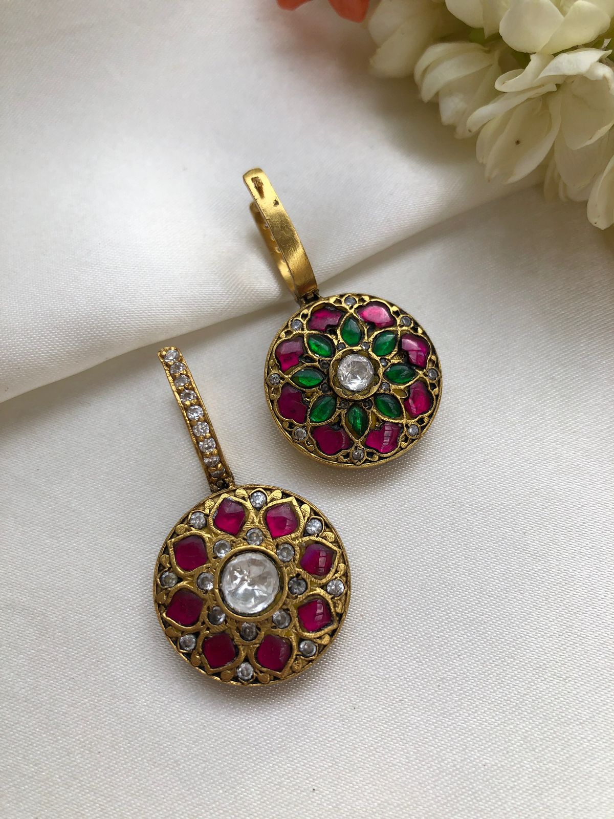 Kundan & Zircon Reversible Earrings (MADE TO ORDER)-Earrings-PL-House of Taamara