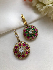 Kundan & Zircon Reversible Earrings (MADE TO ORDER)-Earrings-PL-House of Taamara