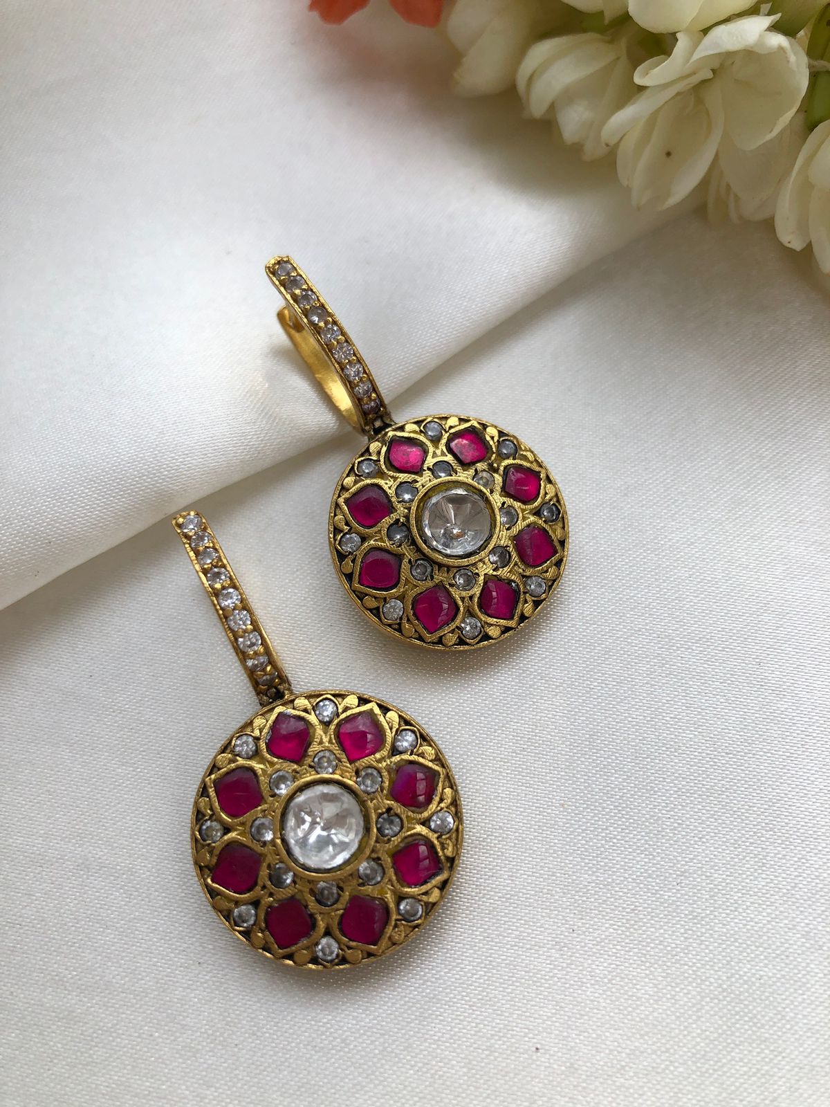 Kundan & Zircon Reversible Earrings (MADE TO ORDER)-Earrings-PL-House of Taamara