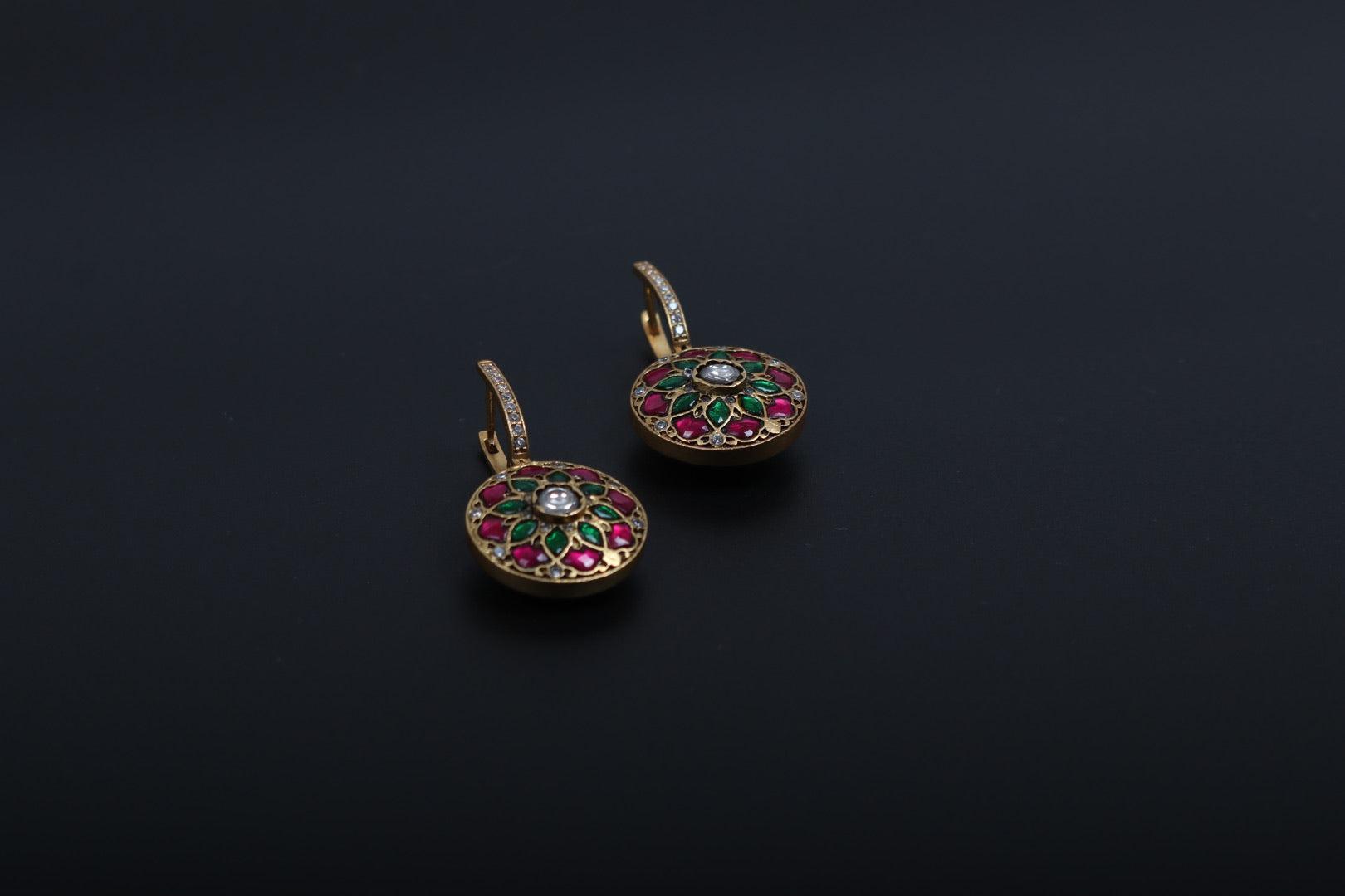 Kundan & Zircon Reversible Earrings (MADE TO ORDER)-Earrings-PL-House of Taamara