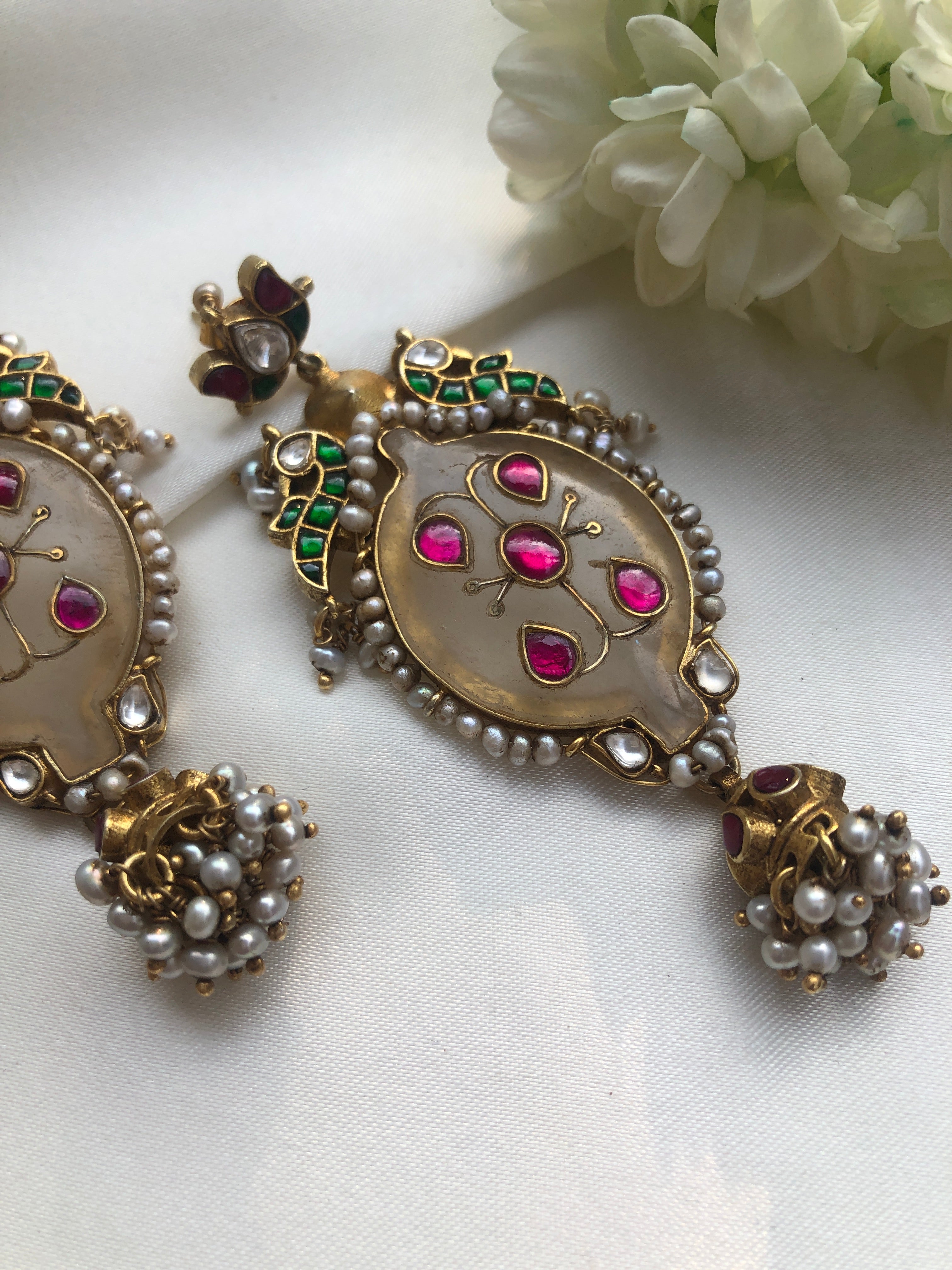 Kundan Agate Earrings (MADE TO ORDER)-Earrings-PL-House of Taamara