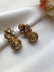 Kundan and antique bead earrings-Earrings-PL-House of Taamara