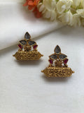 Kundan and antique style bead earrings-Earrings-PL-House of Taamara