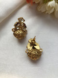 Kundan and peacock antique bead earrings-Earrings-PL-House of Taamara