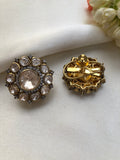 Kundan and zircon round studds (MADE TO ORDER)-Earrings-PL-House of Taamara