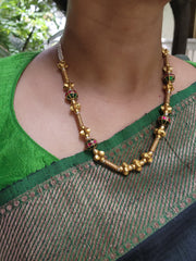 Kundan beads with antique pieces and pearls mala-Silver Neckpiece-PL-House of Taamara