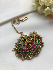 Kundan big chand maang tikka-Silver Neckpiece-PL-House of Taamara