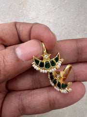 Kundan chaand green bugadi-Earrings-PL-House of Taamara