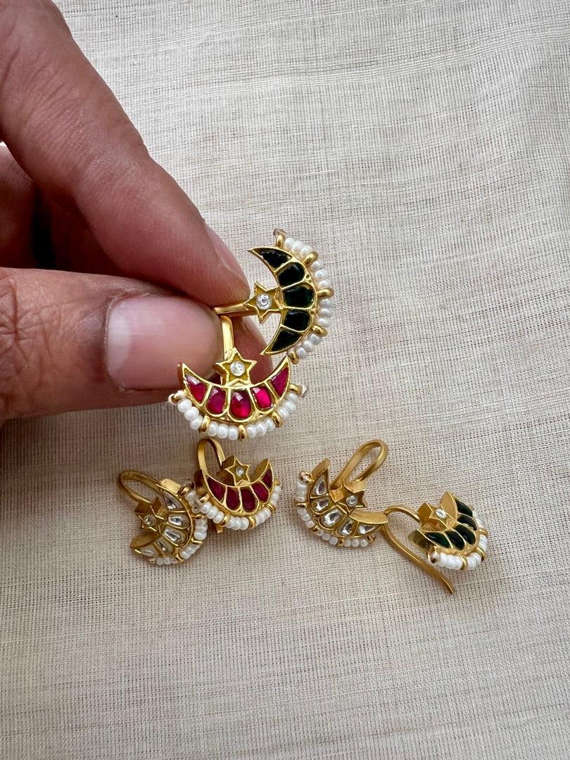 Kundan chaand ruby bugadi-Earrings-PL-House of Taamara