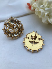 Kundan chand earrings-Earrings-PL-House of Taamara