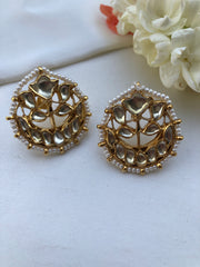 Kundan chand earrings-Earrings-PL-House of Taamara
