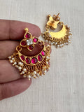 Kundan chand with pearl beads-Earrings-PL-House of Taamara