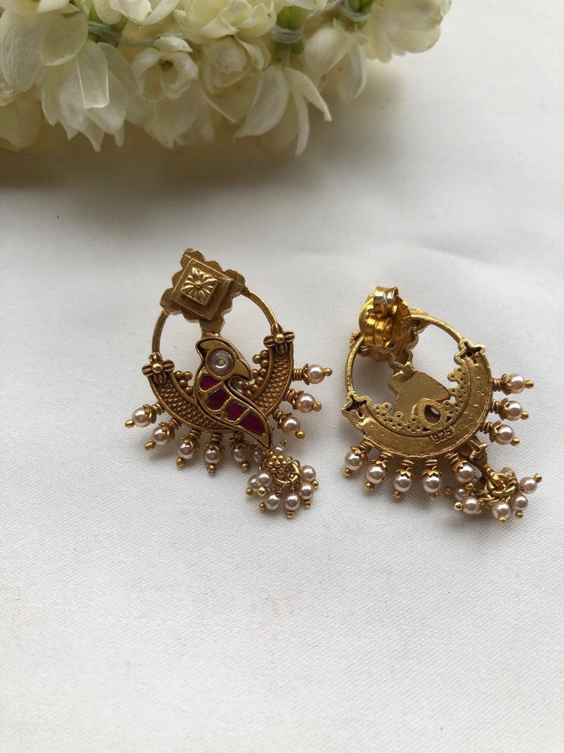 Kundan earrings vintage style-Earrings-PL-House of Taamara