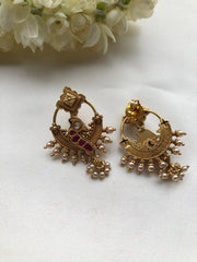 Kundan earrings vintage style-Earrings-PL-House of Taamara