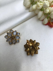 Kundan flower studs-Earrings-PL-House of Taamara
