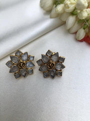 Kundan flower studs-Earrings-PL-House of Taamara