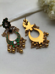 Kundan green earrings-Earrings-PL-House of Taamara