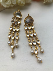 Kundan long earrings-Earrings-PL-House of Taamara