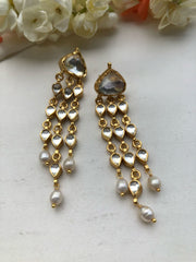 Kundan long earrings-Earrings-PL-House of Taamara