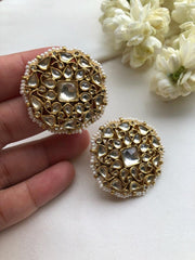 Kundan round earrings-Earrings-PL-House of Taamara