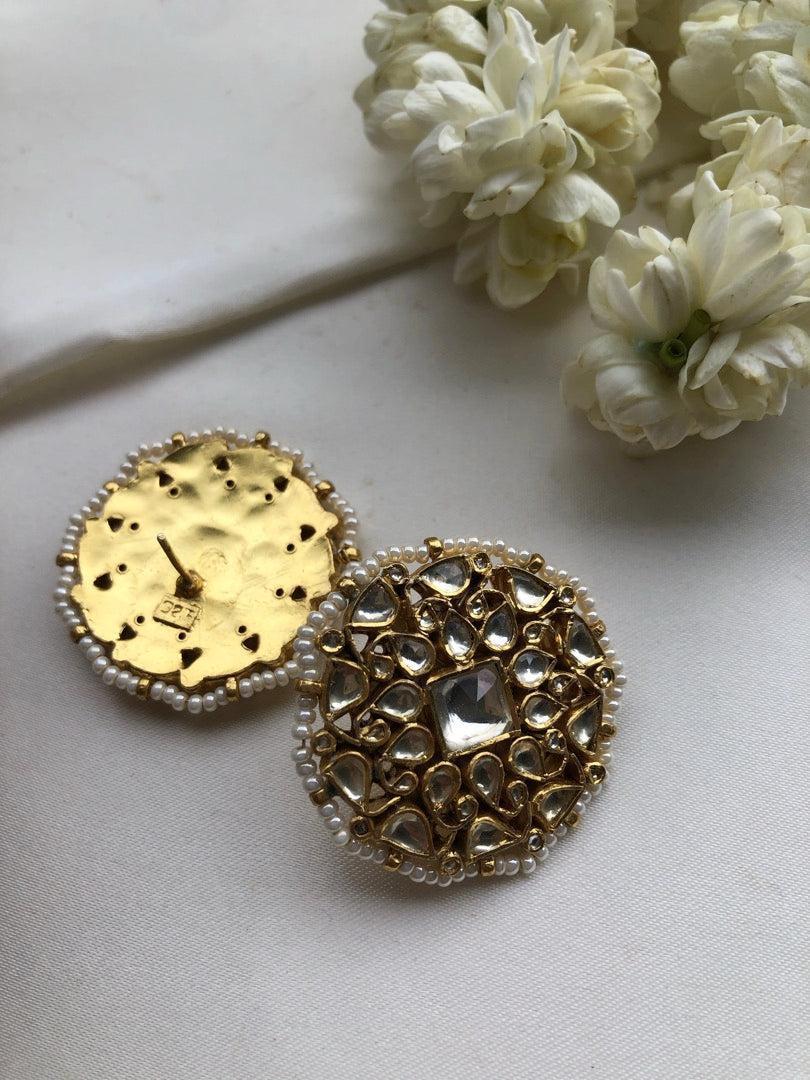 Kundan round earrings-Earrings-PL-House of Taamara
