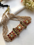 Kundan ruby and antique beads, antique style pearls choker-Silver Neckpiece-PL-House of Taamara