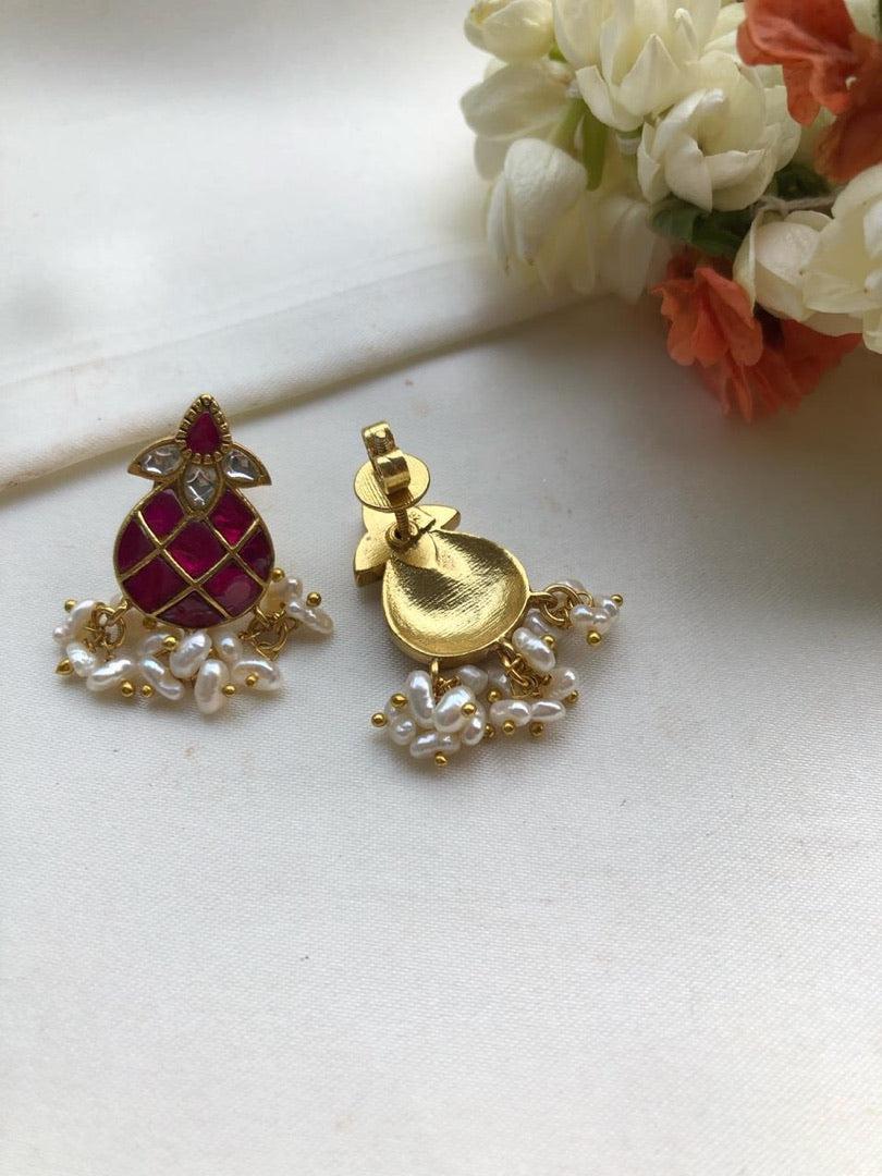 Kundan ruby earrings-Earrings-PL-House of Taamara