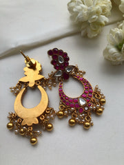 Kundan ruby earrings-Earrings-PL-House of Taamara