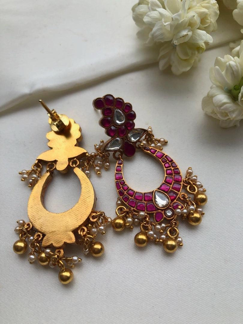 Kundan ruby earrings-Earrings-PL-House of Taamara