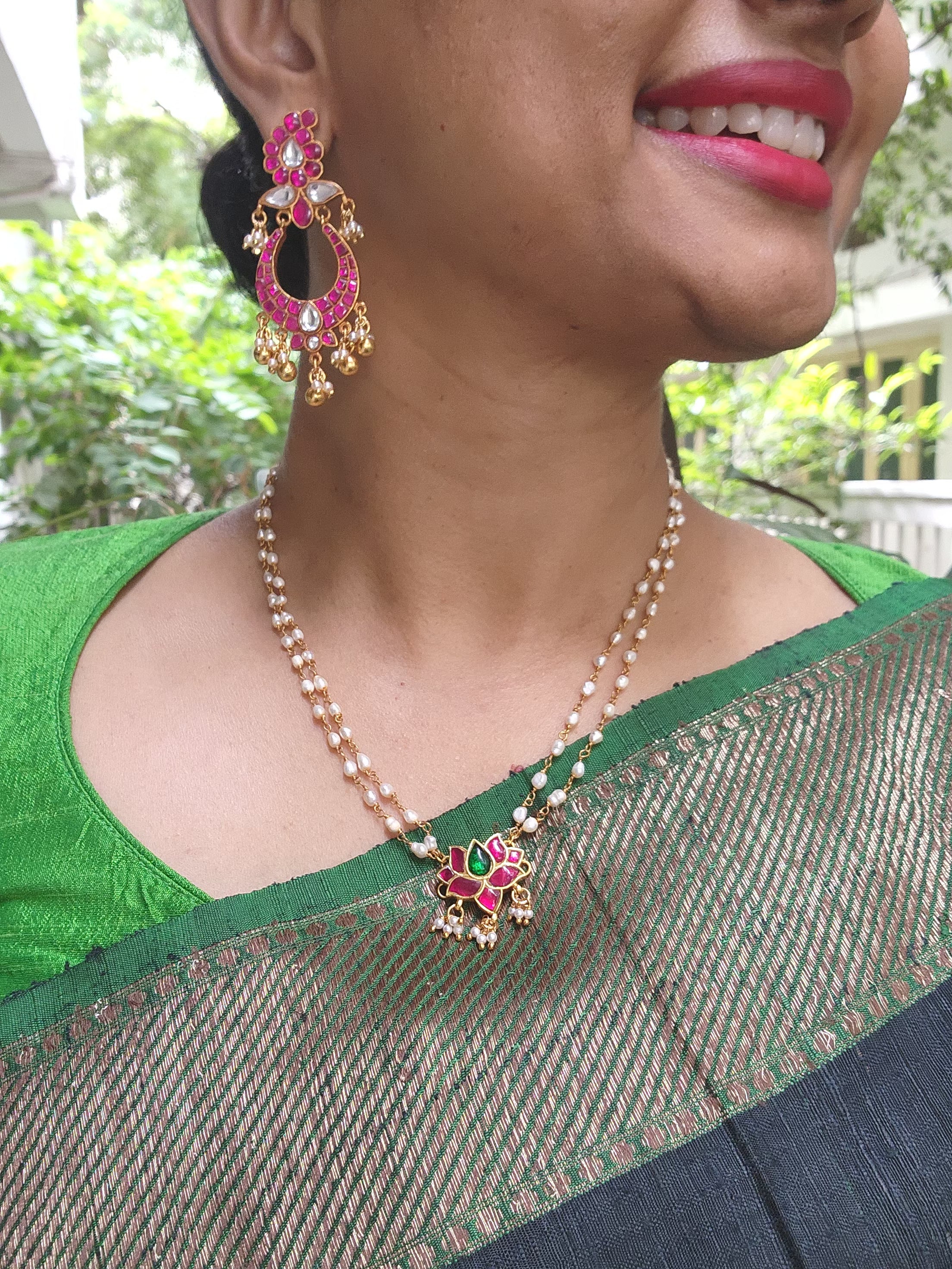 Kundan ruby earrings-Earrings-PL-House of Taamara