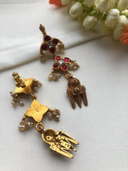 Kundan ruby earrings with vintage style taali drop-Earrings-PL-House of Taamara