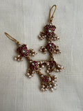 Kundan & ruby hangings with pearls (MADE TO ORDER)-Earrings-CI-House of Taamara