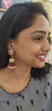 Kundan ruby jhumkas with Ruby beads hangings-Earrings-PL-House of Taamara