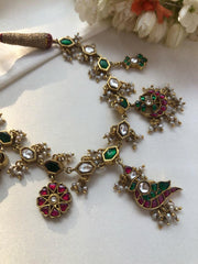 Kundan ruby with kundan necklace-Silver Neckpiece-PL-House of Taamara