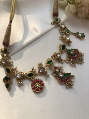 Kundan ruby with kundan necklace-Silver Neckpiece-PL-House of Taamara