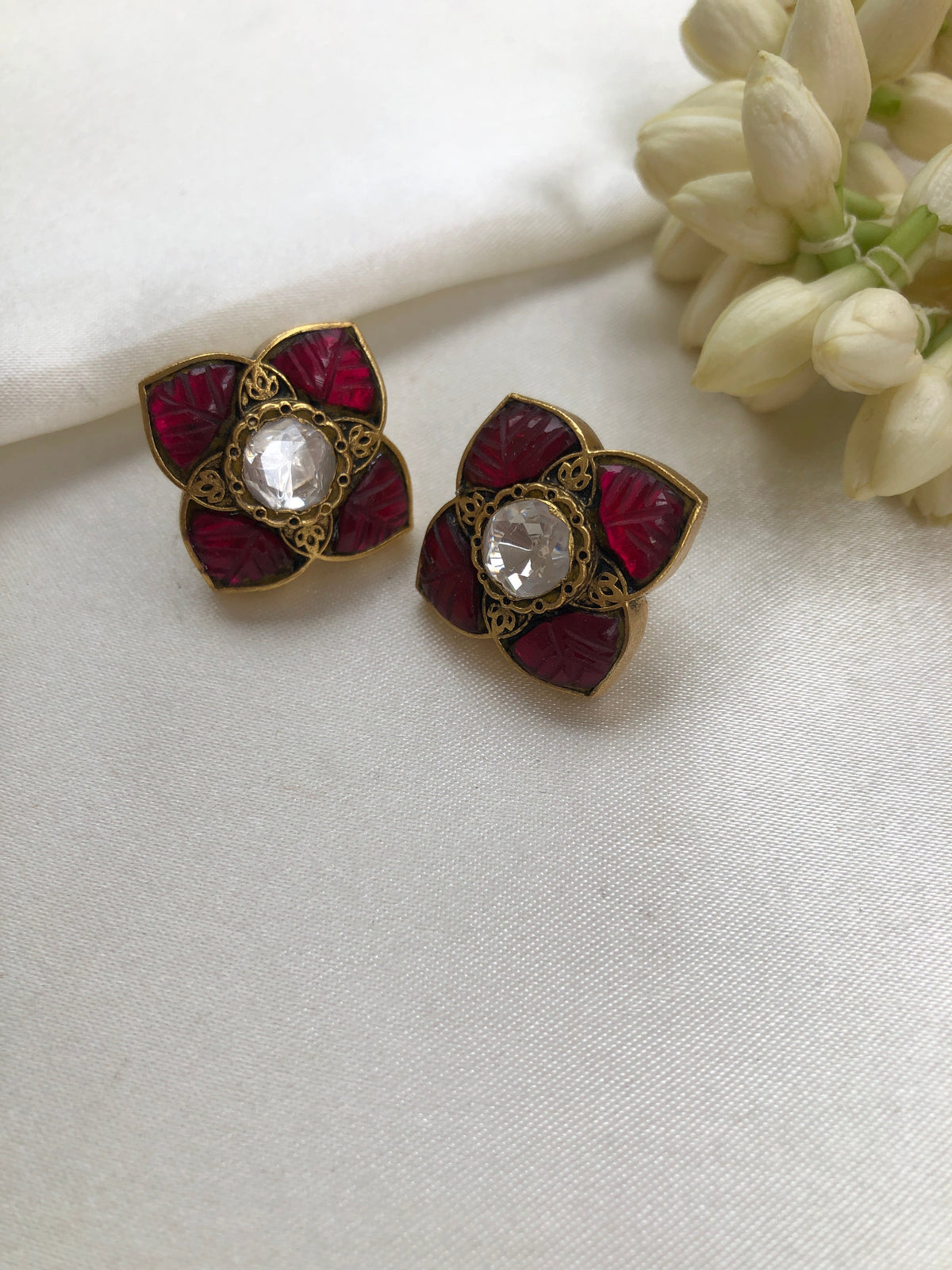 Kundan square studds-Earrings-PL-House of Taamara