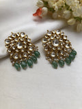 Kundan square studds with green drops-Earrings-PL-House of Taamara