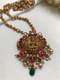 Lakshmi pendant with gold antique polish chain & pearls-Silver Neckpiece-PL-House of Taamara