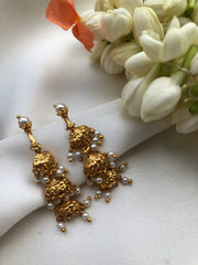 Layered jhumka style bugadis with pearls-Earrings-PL-House of Taamara