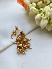 Layered jhumka style bugadis with pearls-Earrings-PL-House of Taamara
