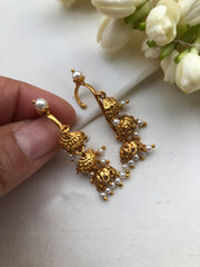 Layered jhumka style bugadis with pearls-Earrings-PL-House of Taamara