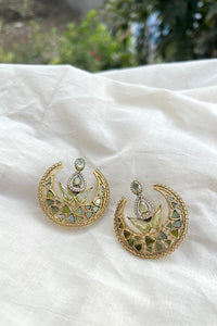 Light green peridot chand stud-Silver earrings-EZ-House of Taamara