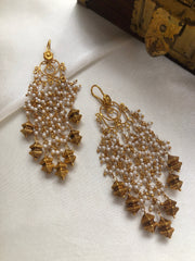 Long bunch pearls with antique style beads (MADE TO ORDER)-Earrings-PL-House of Taamara