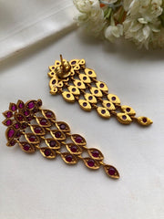 Long ruby spinel earrings-Earrings-PL-House of Taamara