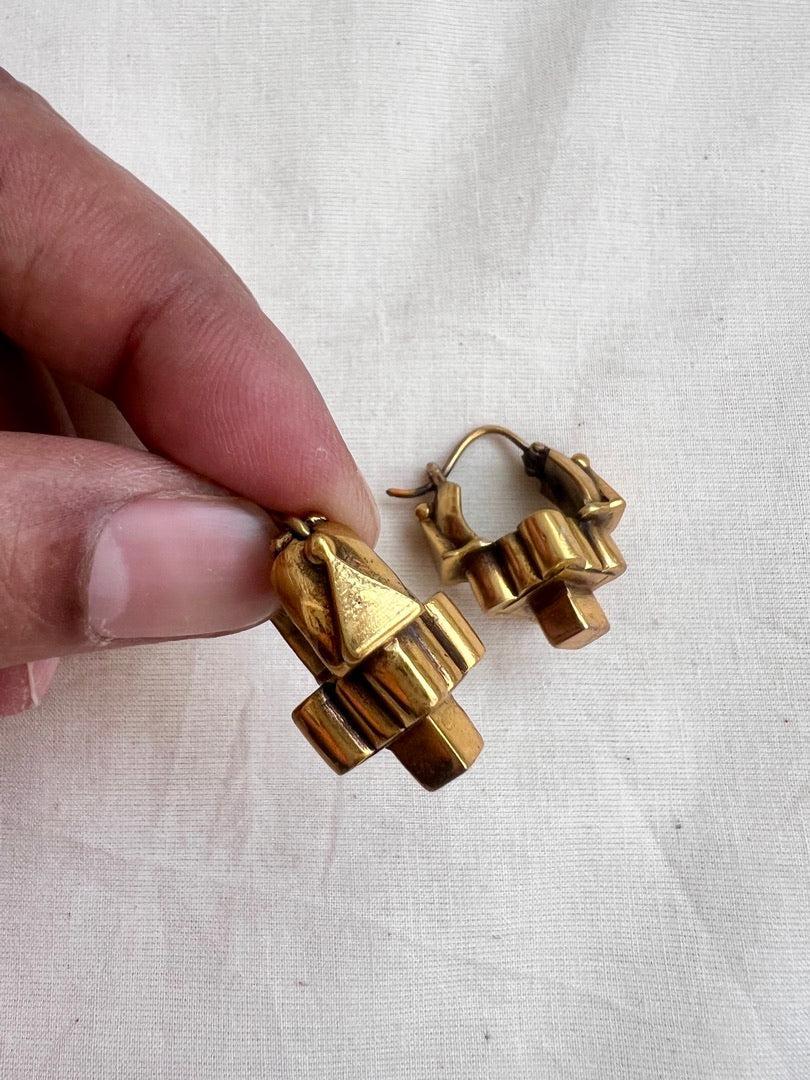(Made To Order) Antique gold polish vintage style thandatti earrings-Earrings-CI-House of Taamara