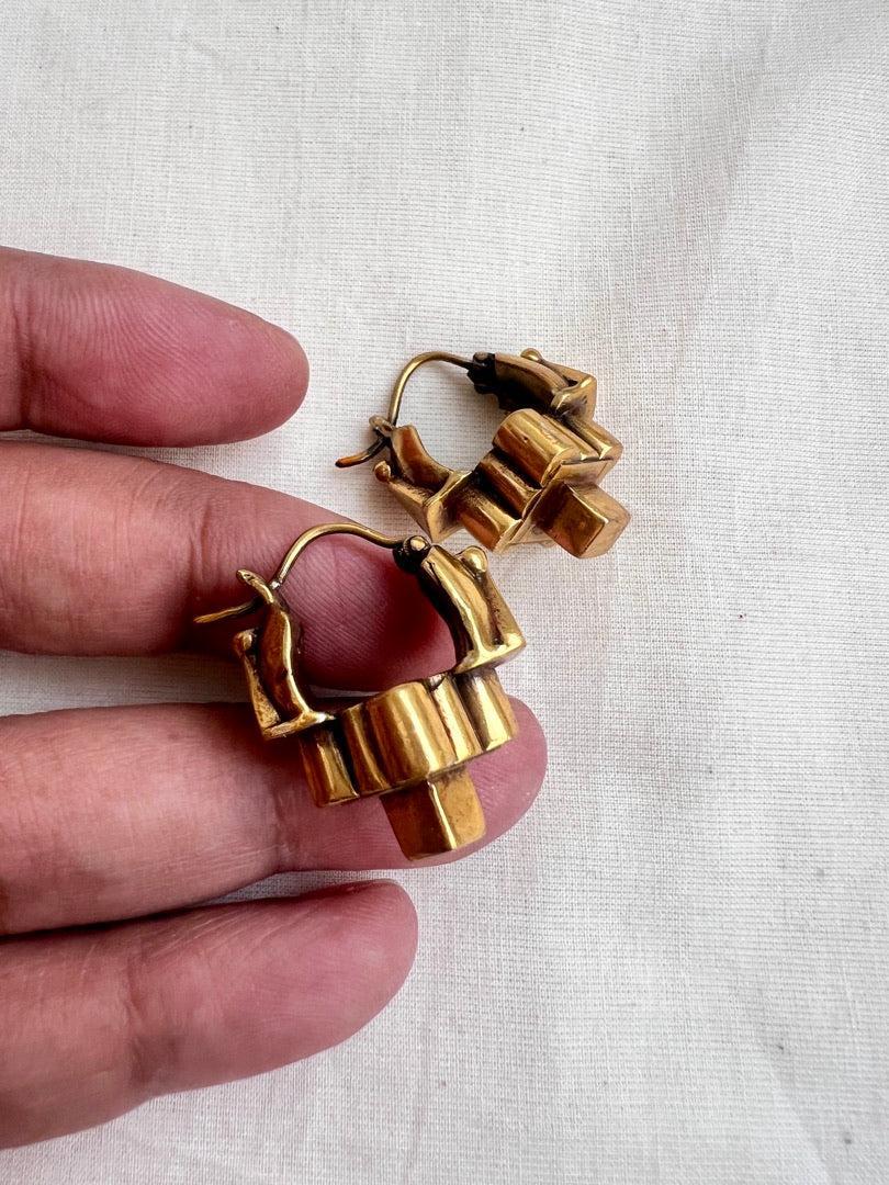 (Made To Order) Antique gold polish vintage style thandatti earrings-Earrings-CI-House of Taamara