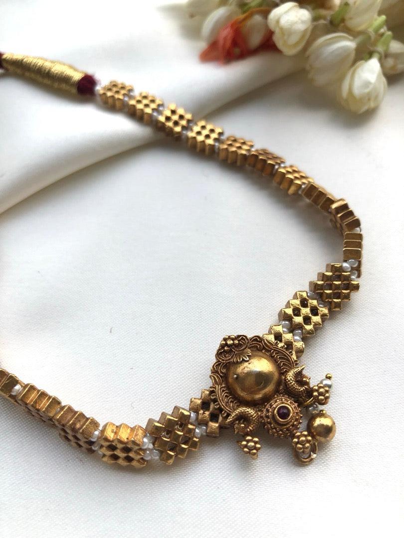 (Made To Order) Antique polish vintage style adiga choker-Silver Neckpiece-PL-House of Taamara