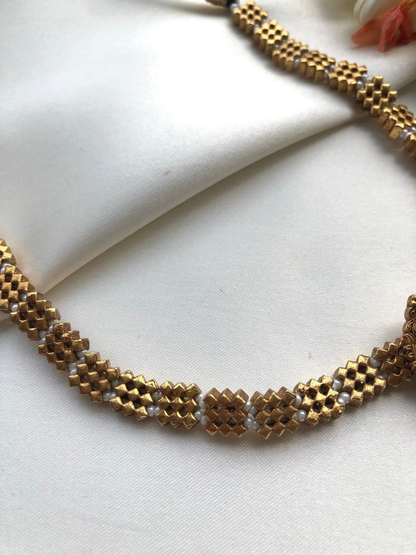 (Made To Order) Antique polish vintage style adiga choker-Silver Neckpiece-PL-House of Taamara